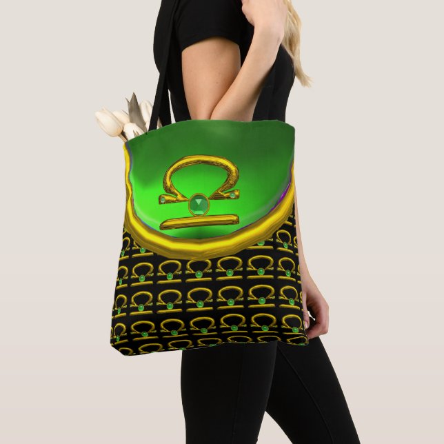 Bolso De Tela LIBRA GOLD ZODIAC BIRTHDAY JEWELS, Esmeralda Verde (Detalle)