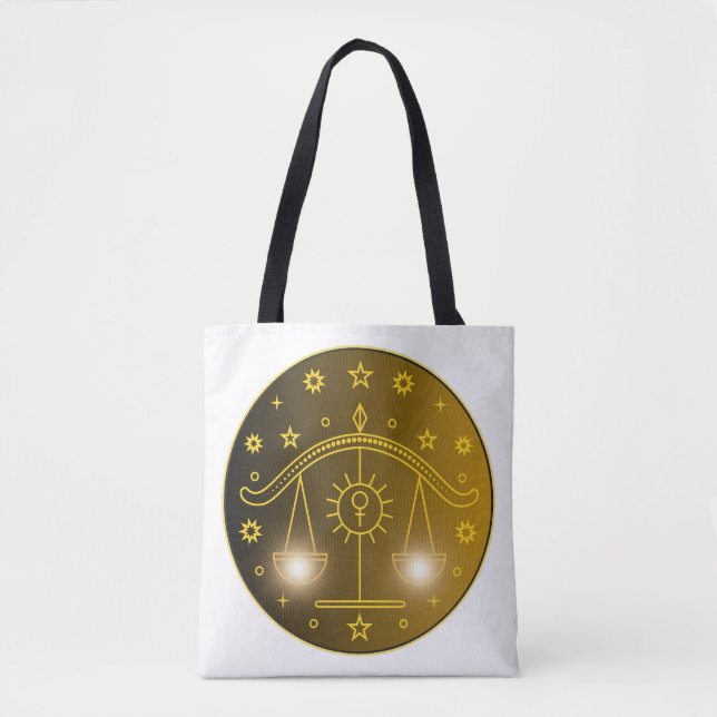 Bolso De Tela Libra Zodiac Emblem | Minimal Celestial Symbol (Anverso)