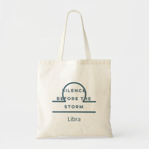 Bolso De Tela Libra Zodiac Rótulo Cita divertida Azul y Blanco