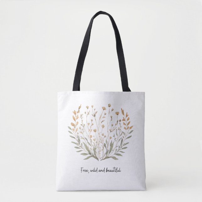 Bolso De Tela Libre, salvaje y bello: Boho floral (Anverso)