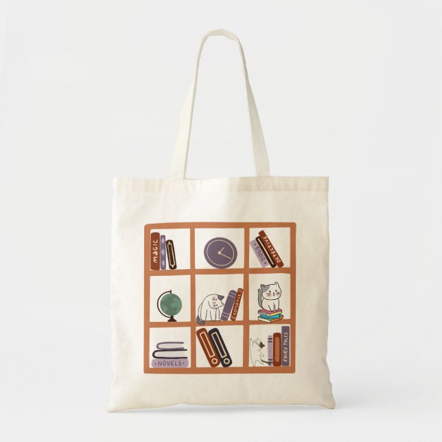 Bolso De Tela Librería de Cat Library (Frente)