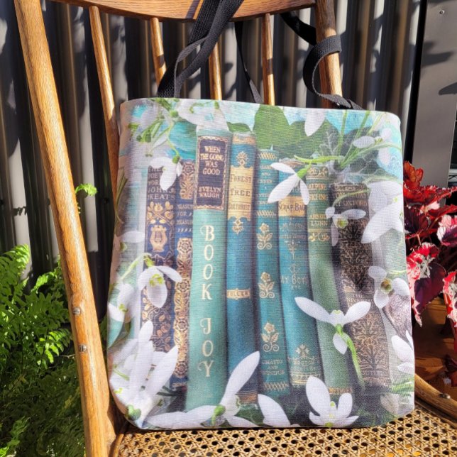 Bolso De Tela Libro Alegre Viejos Libros Verdes y Flores Primave (Subido por el creador)