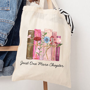 Bolso De Tela Libro de Acuarela Flor Rosa Púrpura Frase de Lectu