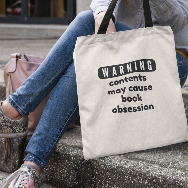 Bolso De Tela Libro de advertencia sobre obsequios a los amantes (Shop now and proudly flaunt your book obsession!)