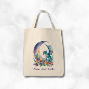 Bolso De Tela Libro de biblioteca personalizado del dragón para 