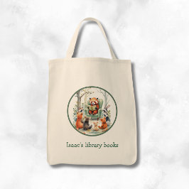 Bolso De Tela Libro de biblioteca personalizado del panda rojo p