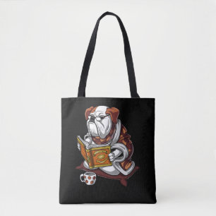 Bolso De Tela Libro de Bulldog inglés leyendo Mascota gracioso d