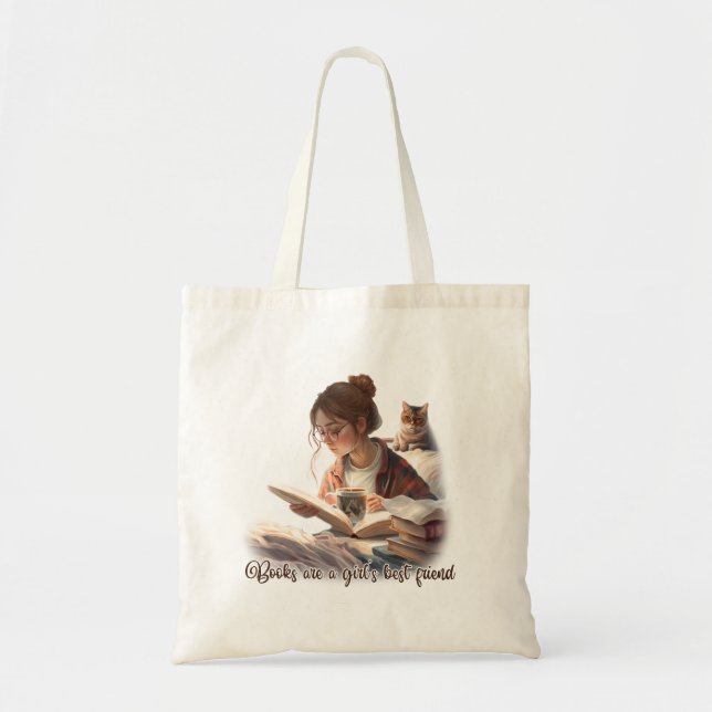 Bolso De Tela Libro de lectura de chicas | Amantes de libros (Frente)