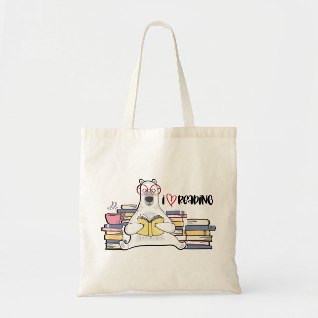Bolso De Tela Libro de lectura de oso polar (Frente)