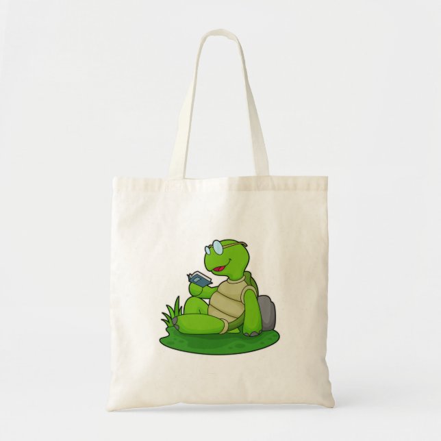 Bolso De Tela Libro de lectura de tortugas (Frente)
