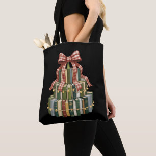 Bolso De Tela Libro de Navidad Árbol Libro Maestro Lectura Bibli