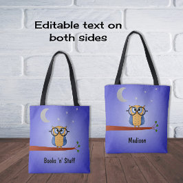 Bolso De Tela Libro de texto del personalizado de búho nocturno