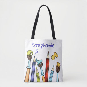 Bolso De Tela Libro escolar de pinceles y lápices personalizados