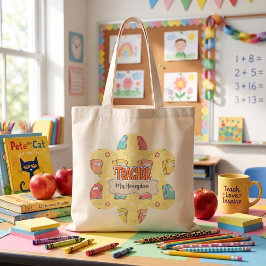 Bolso De Tela Libro escolar patrón maestro amarillo