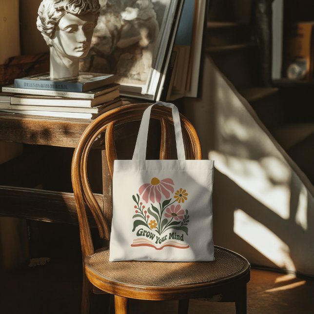 Bolso De Tela Libro Floral Crece Tu Mente (Subido por el creador)