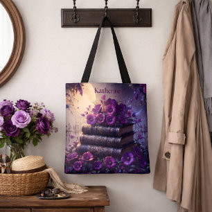 Bolso De Tela Libro Gótico Flores Purpura