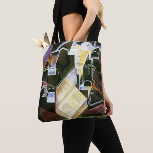 Bolso De Tela Libro, pipa y gafas, Juan Gris, Cubismo vintage