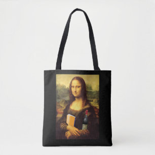 Bolso De Tela Libro y vino divertidos de Mona Lisa