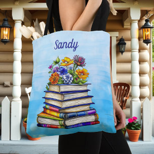 Bolso De Tela Libros antiguos bonitos y flores personalizados