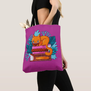 Bolso De Tela Libros aprobados por gatos Rosa