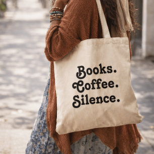 Bolso De Tela Libros. Café. Silencio. Diseño de biblioteca sim