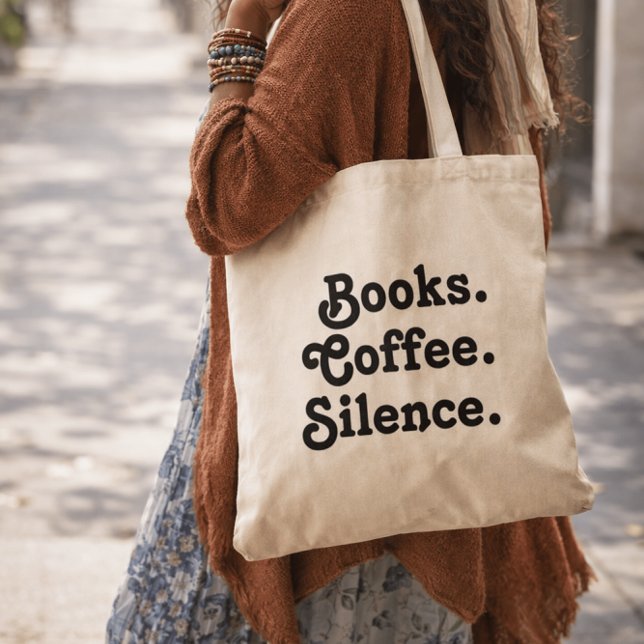Bolso De Tela Libros. Café. Silencio. | Diseño de biblioteca sim (Subido por el creador)