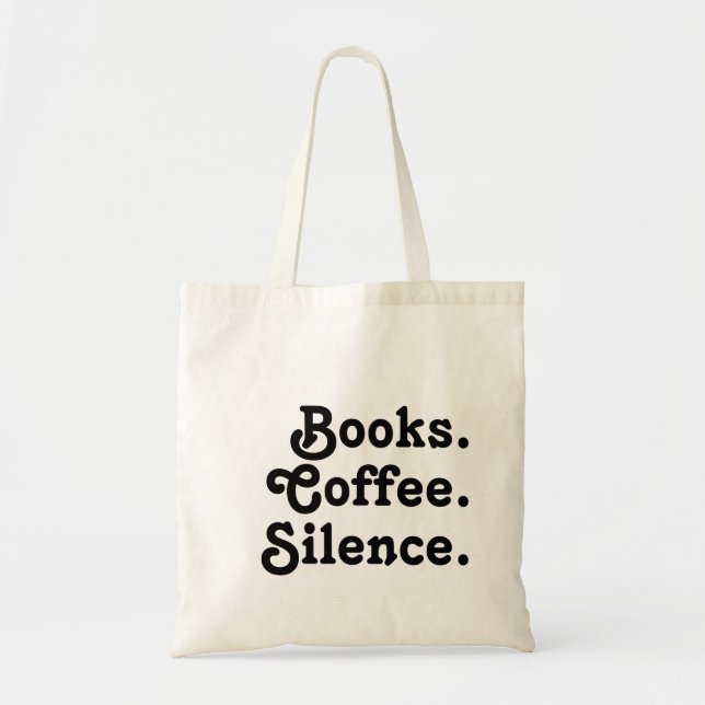 Bolso De Tela Libros. Café. Silencio. | Diseño de biblioteca sim (Frente)