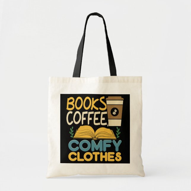Bolso De Tela Libros Coffee Comfy Escritor Literario Leyendo Div (Frente)