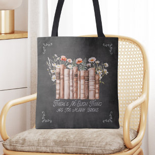 Bolso De Tela Libros con Flores y Cita en Cuaderno Negro