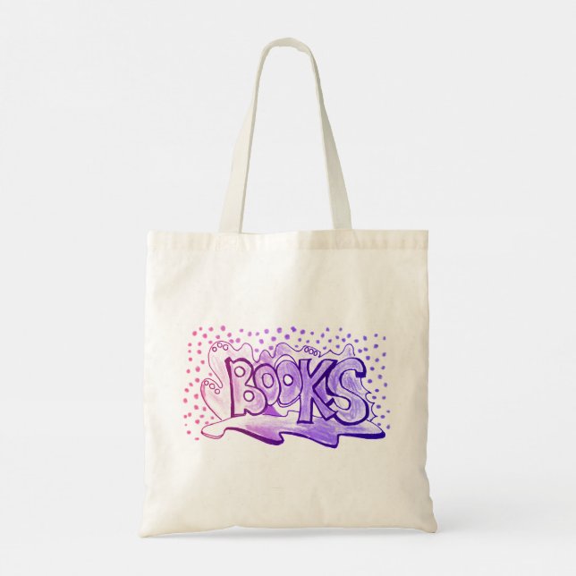Bolso De Tela Libros con letras creativas a mano (Reverso)