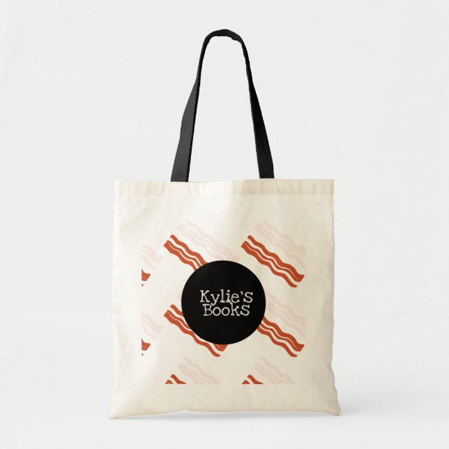 Bolso De Tela Libros de Biblioteca Personalizados Bacon Strips F (Frente)