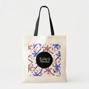 Bolso De Tela Libros de biblioteca personalizados de libélulas a
