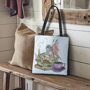 Bolso De Tela Libros de Dragón Hada Té Amistad