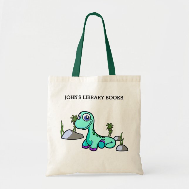 Bolso De Tela Libros de la biblioteca de pequeños dinosaurios Bu (Frente)