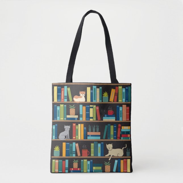 Bolso De Tela Libros de libros para el amante del gato (Anverso)