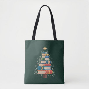 Bolso De Tela Libros de Navidad para maestros Árbol Xmas Lectura