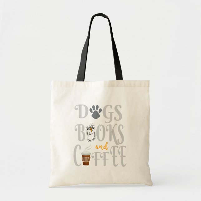 Bolso De Tela Libros De Perros Y Café (Frente)