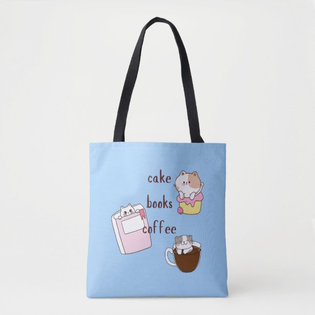 Bolso De Tela Libros de Torta Café (Anverso)