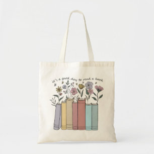 Bolso De Tela Libros Florales Estéticos Es Un Buen Día Para Leer