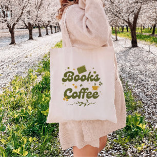 Bolso De Tela Libros Florales Retro & Amante del Café