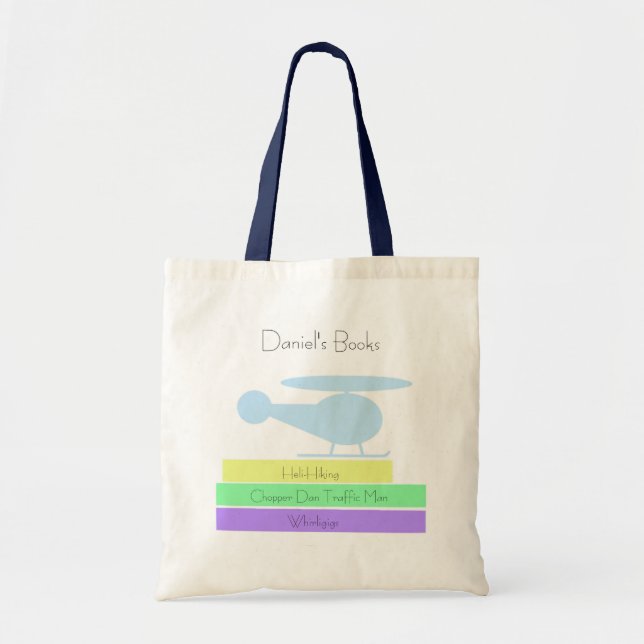 Bolso De Tela Libros infantiles y helicóptero de juguetes (Frente)
