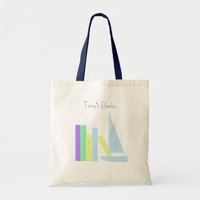 Bolso De Tela Libros infantiles y velero de juguetes (Frente)