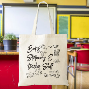 Bolso De Tela Libros papelería y cosas de profesor personalizada