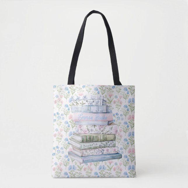 Bolso De Tela Libros Pastel  (Anverso)