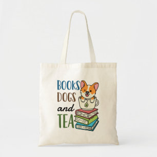Bolso De Tela Libros perros y lectura de fin de semana de té