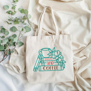 Bolso De Tela Libros y Café Bibliotecario