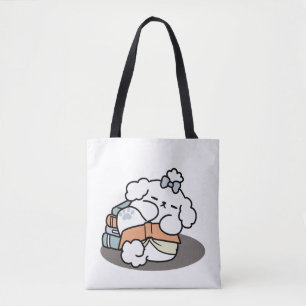 Bolso De Tela Libros y cortezas - Diseño de lectura de perros es