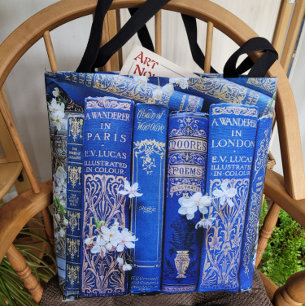 Bolso De Tela Libros y flores