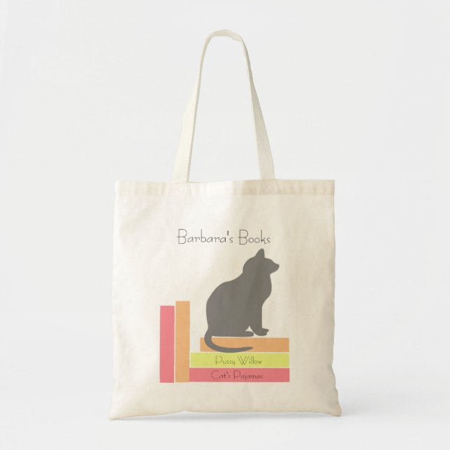 Bolso De Tela Libros y gatos para niños (Frente)