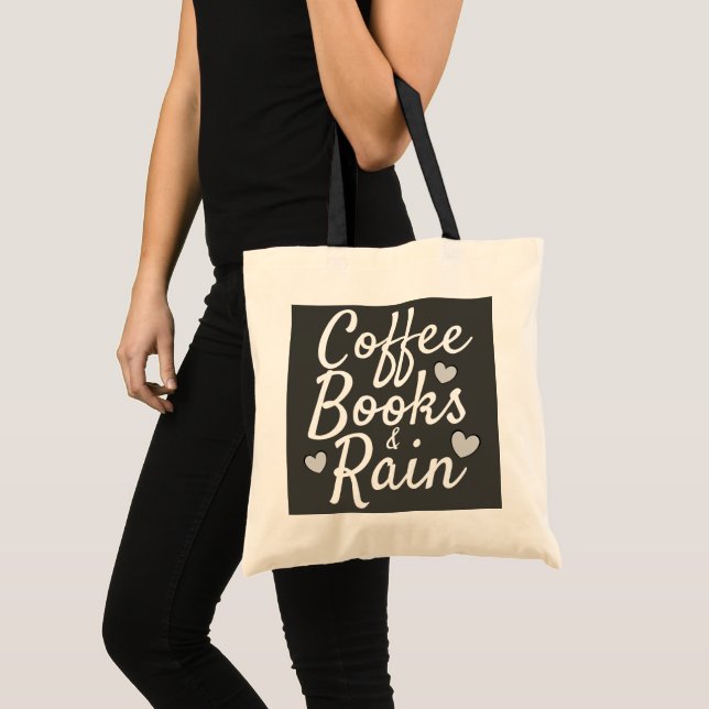 Bolso De Tela Libros y lluvia del café lindos (Anverso (producto))